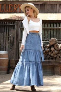 Denim Tiered Skirt -Hippie Vibe Tribe Shop 14549837 3f3ccd48 2d13 4747 8382 7a86149bc504