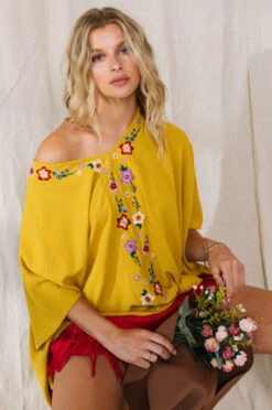 Embroidered Poncho Top