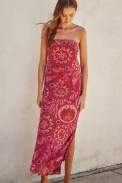 Strapless Chiffon PaisleyMidi Dress -Hippie Vibe Tribe Shop 146902c8 f47a 4f7c a3b1 7017969d8f7b