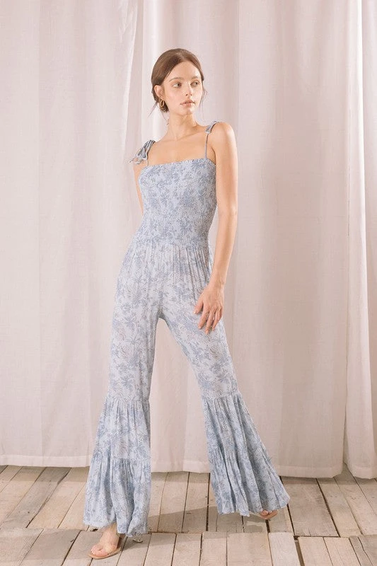 Baby Blue Floral Wide Leg Jumpsuit 2 Baby Blue Floral Wide Leg Jumpsuit - Image 2