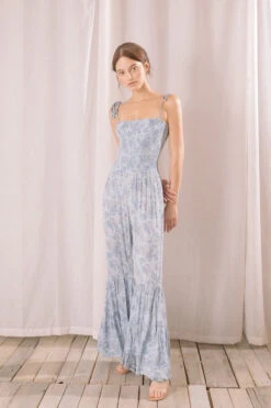 Baby Blue Floral Wide Leg Jumpsuit