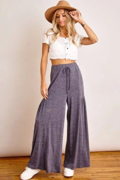 Denim Color Wide Leg Pants