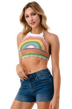 BoHo Rainbow Crochet Halter