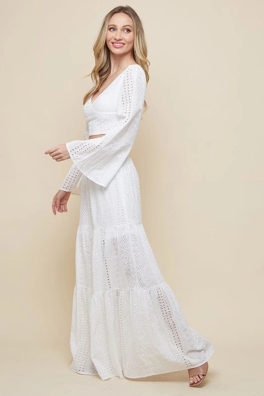 White Bell Sleeves Top And Skirt Set 6 White Bell Sleeves Top And Skirt Set - Image 6