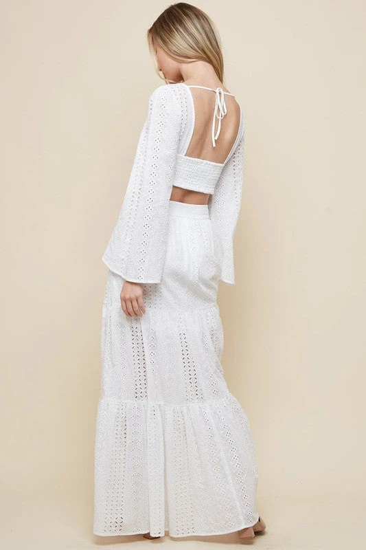 White Bell Sleeves Top And Skirt Set 5 White Bell Sleeves Top And Skirt Set - Image 5