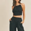 Black Halter Neck Top With Matching Pants