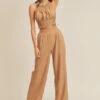 Mocha Halter Neck Top With Matching Pants