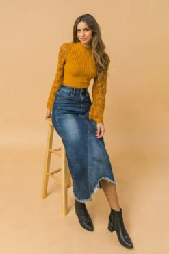 Mustard Crocheted Sweater