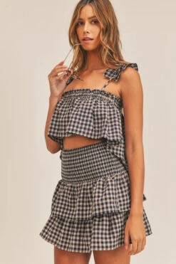 Gingham Plaid Crop Top & Skirt