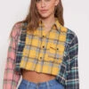 Cropped Checker Flannel Shirt