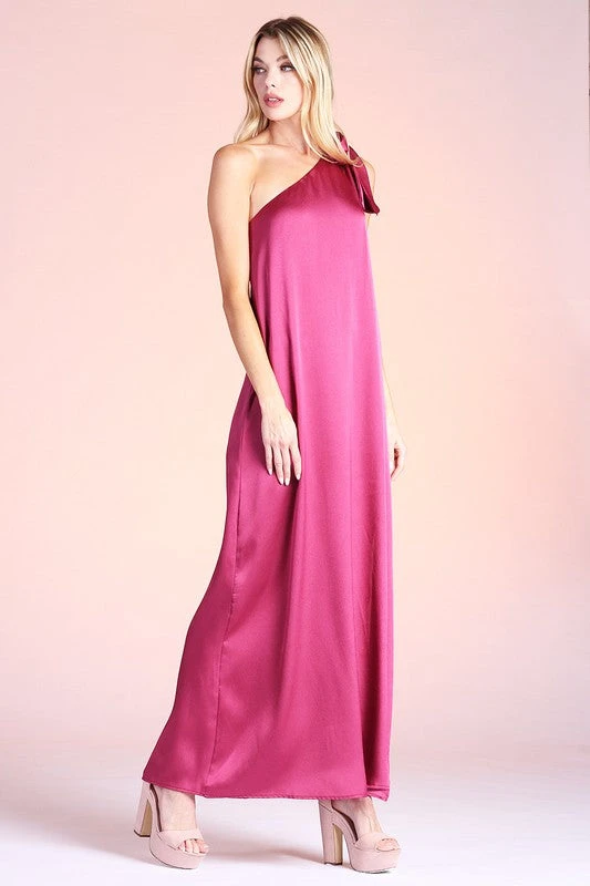 Magenta Bow Satin Maxi 3 Magenta Bow Satin Maxi - Image 3