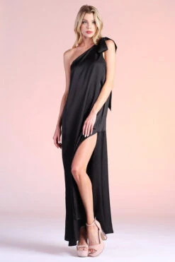 Black Bow Satin Maxi