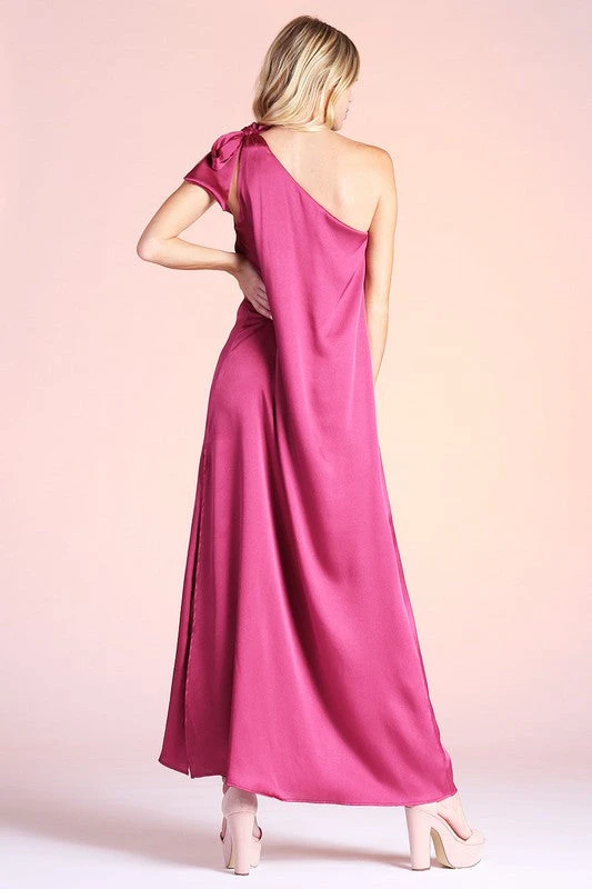 Magenta Bow Satin Maxi 4 Magenta Bow Satin Maxi - Image 4