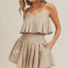 Taupe Pleated Shorts & Crop Top