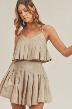 Taupe Pleated Shorts & Crop Top -Hippie Vibe Tribe Shop 15774818 84977635 2bd9 492a 9fba 2e5464fbf563 2