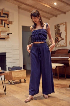 Navy Linen Ruffled Crop Top & Pant Set -Hippie Vibe Tribe Shop 15824833 83960270 671a 4614 a204 802a5312a946 1