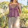 Hippie Girl Crocheted Striped Babydoll Tank