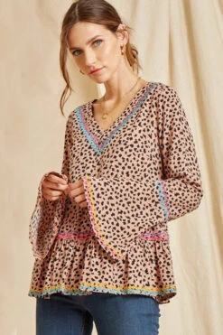 Leopard Print Babydoll Top