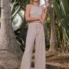 Desert Sand Knit Culotte Pant & Crop Top