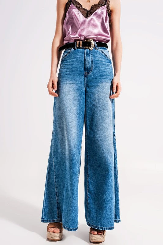 Wide Leg Jeans In Mid Wash Blue 8 Wide Leg Jeans In Mid Wash Blue - Image 8
