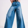 Wide Leg Jeans In Mid Wash Blue