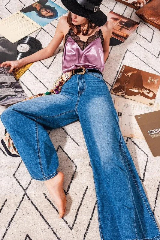 Wide Leg Jeans In Mid Wash Blue 2 Wide Leg Jeans In Mid Wash Blue - Image 2