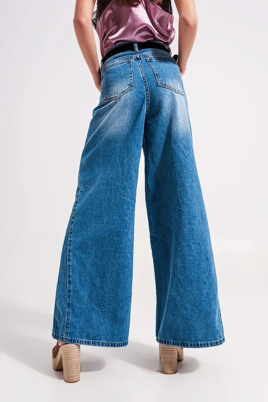 Wide Leg Jeans In Mid Wash Blue 5 Wide Leg Jeans In Mid Wash Blue - Image 5