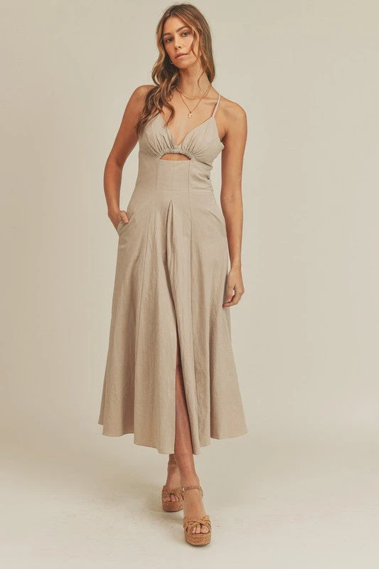 Taupe Cut Out Maxi Dress 2 Taupe Cut Out Maxi Dress - Image 2