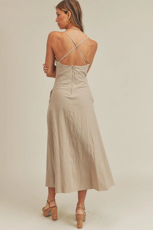Taupe Cut Out Maxi Dress 6 Taupe Cut Out Maxi Dress - Image 6