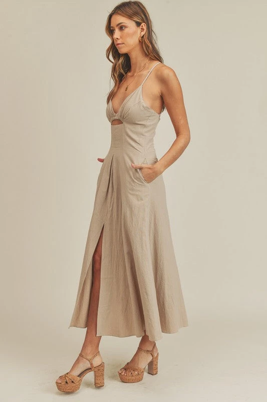 Taupe Cut Out Maxi Dress 9 Taupe Cut Out Maxi Dress - Image 9