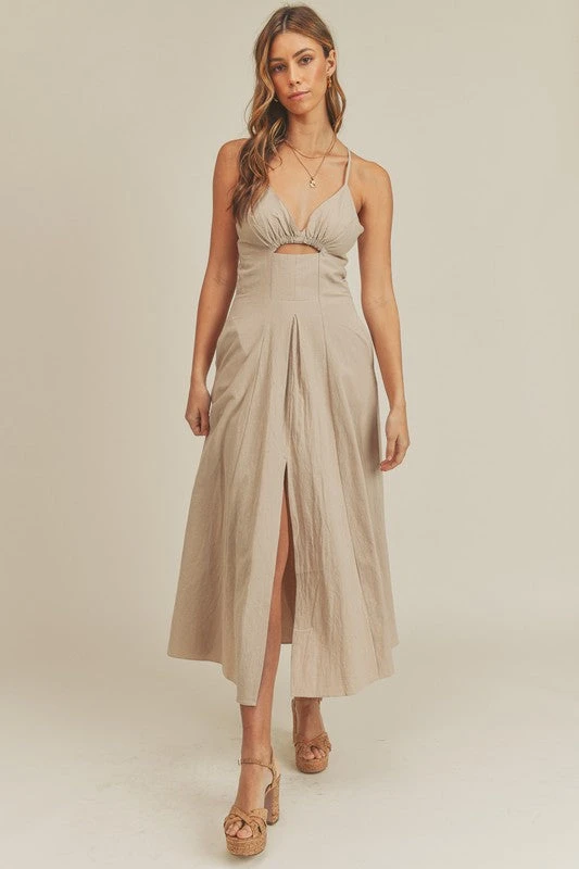 Taupe Cut Out Maxi Dress 8 Taupe Cut Out Maxi Dress - Image 8