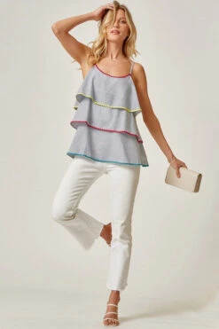 Denim Look Layered Tank