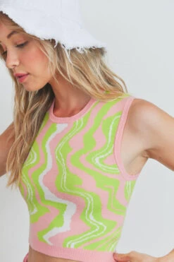 Geometry Print Sweater Top