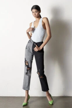 Black & Grey High Rise Jeans