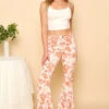 Peach Floral Flare Hippie Jeans