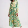 Retro Multi-green Silk Dress