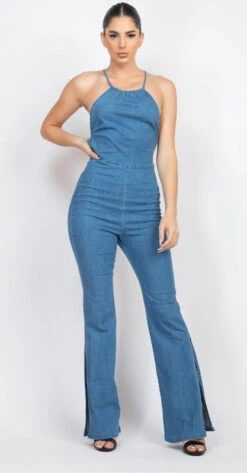 Halter Denim Jumpsuit