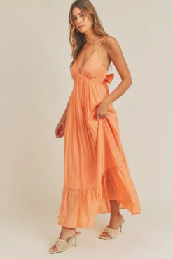 Orange Maxi Dress With Back Bow