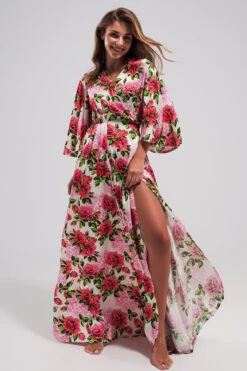 Flutter Sleeve Floral Print Maxi