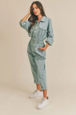 Blue Cinched Jumpsuit