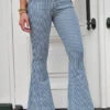 Striped Denim Flare Jeans
