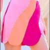 Pink Stiped Suede Mini-Skirt
