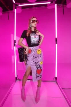 Lavender Graffiti Pencil Skirt