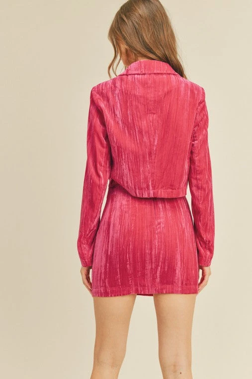 Magenta Velvet Blazer Skirt Set 6 Magenta Velvet Blazer Skirt Set - Image 6