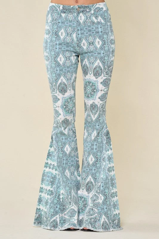 Blue Paisley Print Flared Pants 4 Blue Paisley Print Flared Pants - Image 4