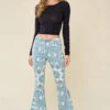 Blue Paisley Print Flared Pants