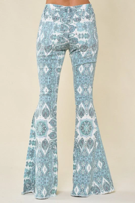 Blue Paisley Print Flared Pants 5 Blue Paisley Print Flared Pants - Image 5