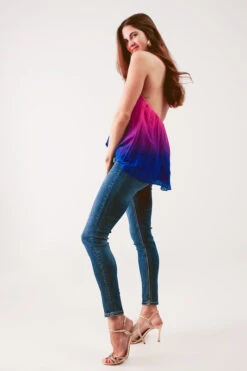 High Neck Fuchsia Ombre Top