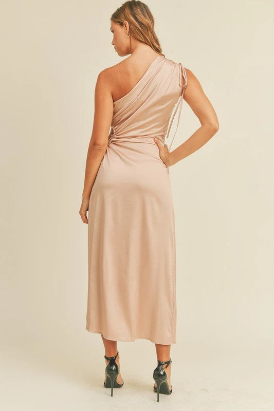 Mocha Satin Cut Out Midi-Dress 5 Mocha Satin Cut Out Midi-Dress - Image 5