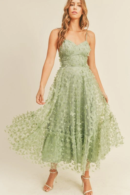 SAGE BUTTERFLY MESH LACE UP BACK BUSTIER MIDI DRESS 1 SAGE BUTTERFLY MESH LACE UP BACK BUSTIER MIDI DRESS
